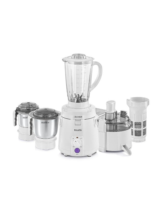 سوجاتا Sujata Multimix Juicer Mixer Grinder|900 Watts Double Ball Bearing Motor|22000 RPM|Non-Stop 90 Mins Running|3 Jars including 1750ml Blender with Coconut Milk Extractor,1000ml, 500ml Jar| (White) - Image 1