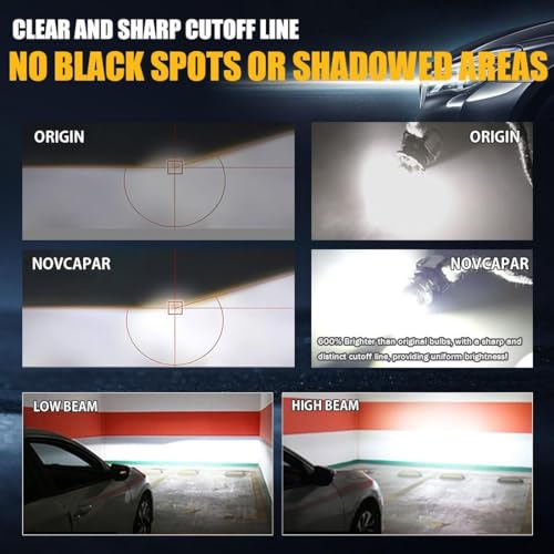 NOVCAPAR D1R D1S LED Bulb,120W High Power,24000LM +600% Brightness,6500K Cool White,High and Low Beam,Plug and Play,D1S LED Bulbs Canbus Error Free,Fog Light Bulbs - Image 4