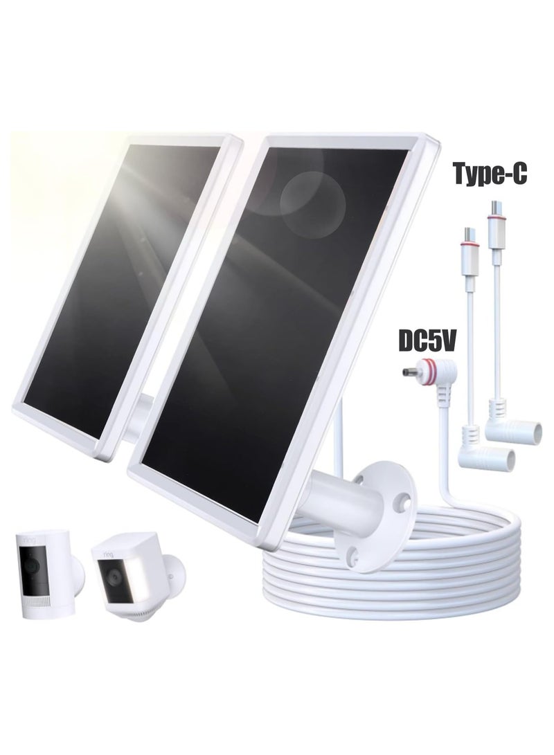 Solar Panel Charger for Ring Camera, Camcorder Solar Charger Compatible with Ring Stick Up Cam Battery, Stick Up Cam Pro Battery, Spotlight Cam Plus Battery, Spotlight Cam Pro Battery, 6W, 2 Pack - Image 1