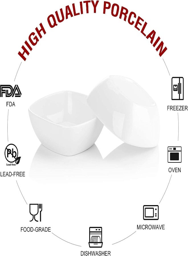 AKDC , 6-Piece 4" (10Cm) Square Ramekins Ivory White Porcelain China Ceramic Cream White Dishes(Set Of 6) (Color : Cream White, Size : Set Of 12-10 X 10 X 2.8Cm) - Image 3