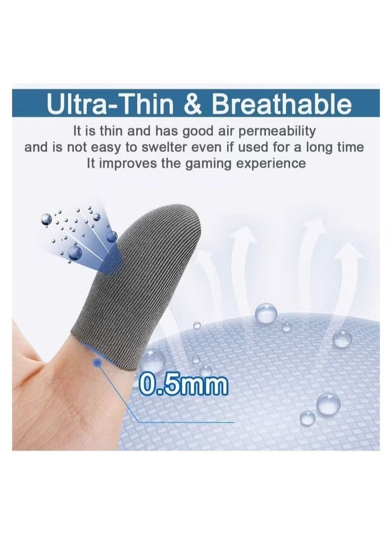 PUBG Mobile Game Finger Sleeve Sets, Sterling Silver Fiber, Anti-Sweat Breathable Full Touch Screen Sensitive Shoot Aim Joysticks Finger Set, Rules of Survival (5 Pack, Gray)  - Image 4