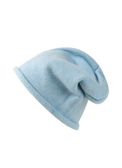 Cold Hat Autumn and Winter Solid Color Curled Heap Hat Mens and Womens Korean-style All-match Knitted Hat Rabbit Velvet Warm Cyber Celebrant Wool Hat Sky Blue
