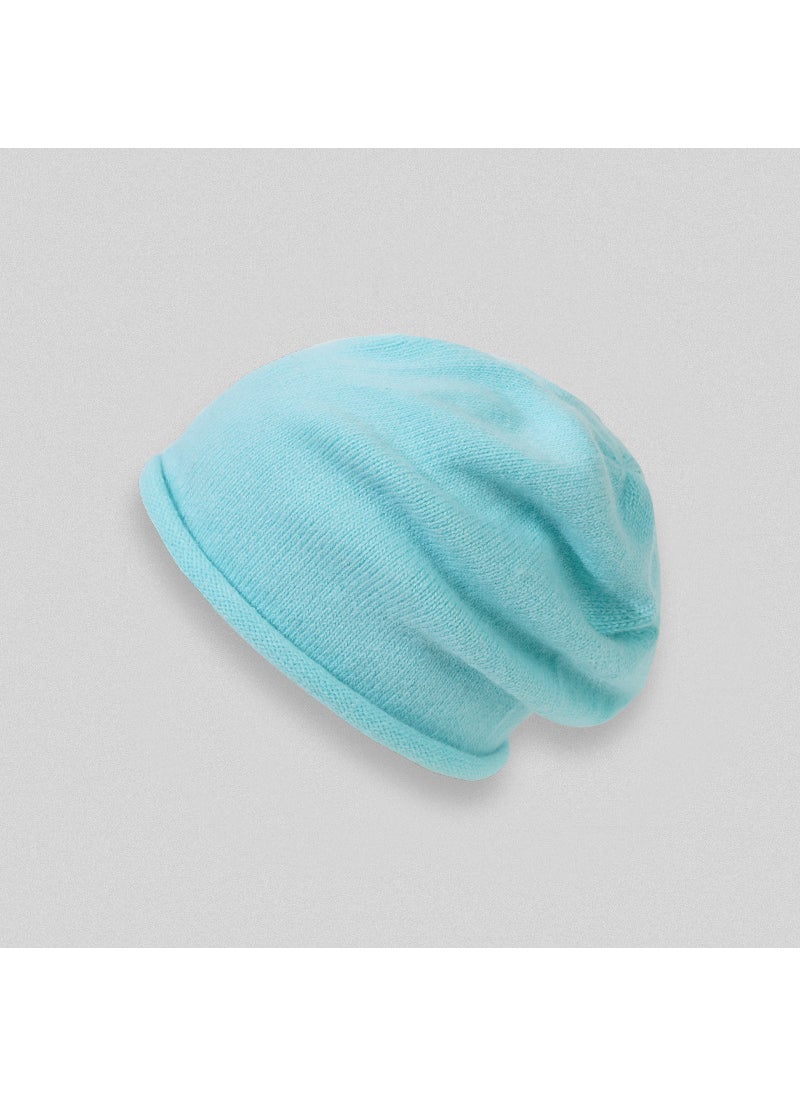 Generic - Cold Hat Autumn and Winter Solid Color Curled Heap Hat Mens and Womens Korean-style All-match Knitted Hat Rabbit Velvet Warm Cyber Celebrant Wool Hat Sky Blue - Image 1