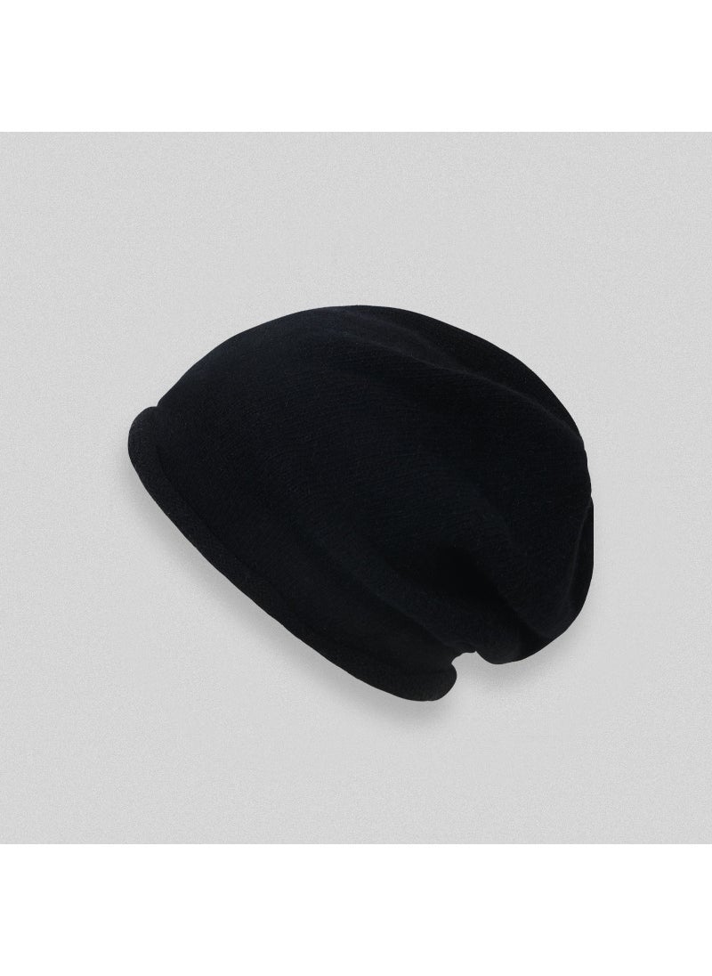 Generic - Cold Hat Autumn and Winter Solid Color Curled Heap Hat Mens and Womens Korean-style All-match Knitted Hat Rabbit Velvet Warm Cyber Celebrant Wool Hat Sky Blue - Image 1