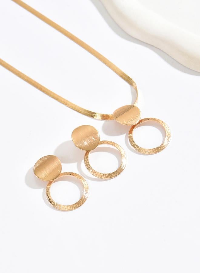Take Two Gold Geometric Circle Necklace and Earrings Set - Image 4