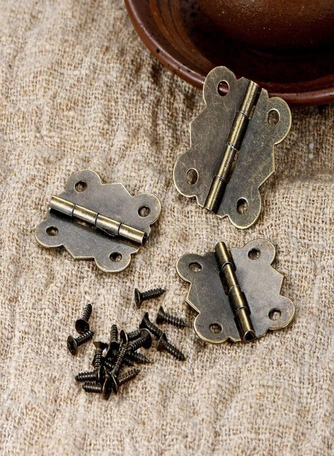 ORGNER Pack of 24 Mini Vintage-Style Hinges 20x24 mm with Screws for Wooden Boxes, Jewelry Boxes & Craft Boxes - Antique Finish Hardware for DIY Projects, Storage Boxes & Small Cabinets - Image 3