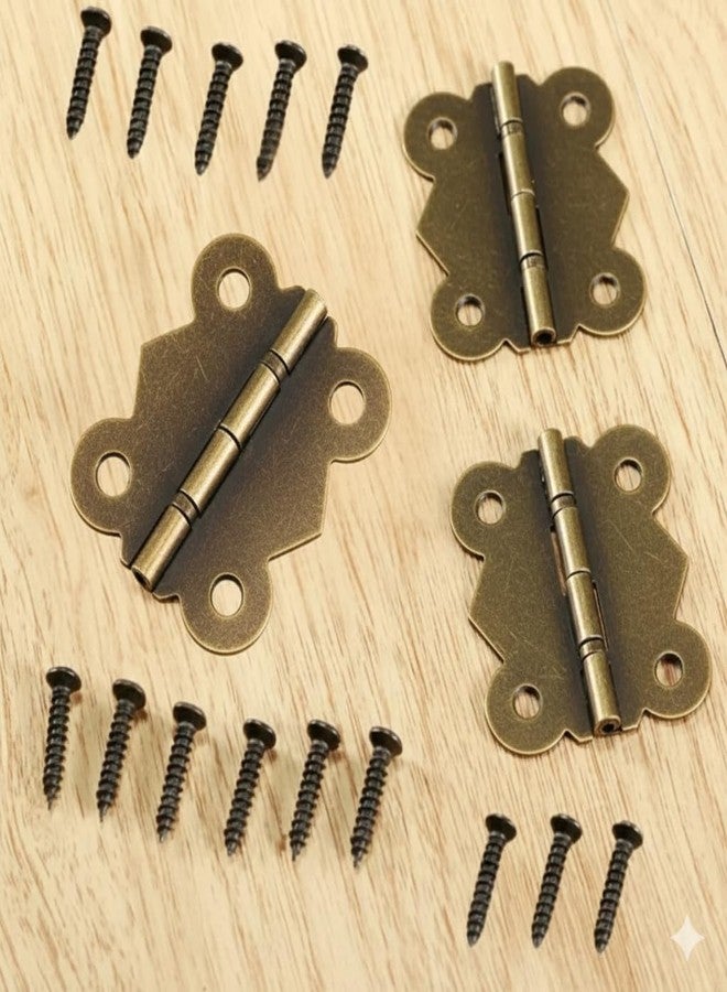 ORGNER Pack of 24 Mini Vintage-Style Hinges 20x24 mm with Screws for Wooden Boxes, Jewelry Boxes & Craft Boxes - Antique Finish Hardware for DIY Projects, Storage Boxes & Small Cabinets - Image 1
