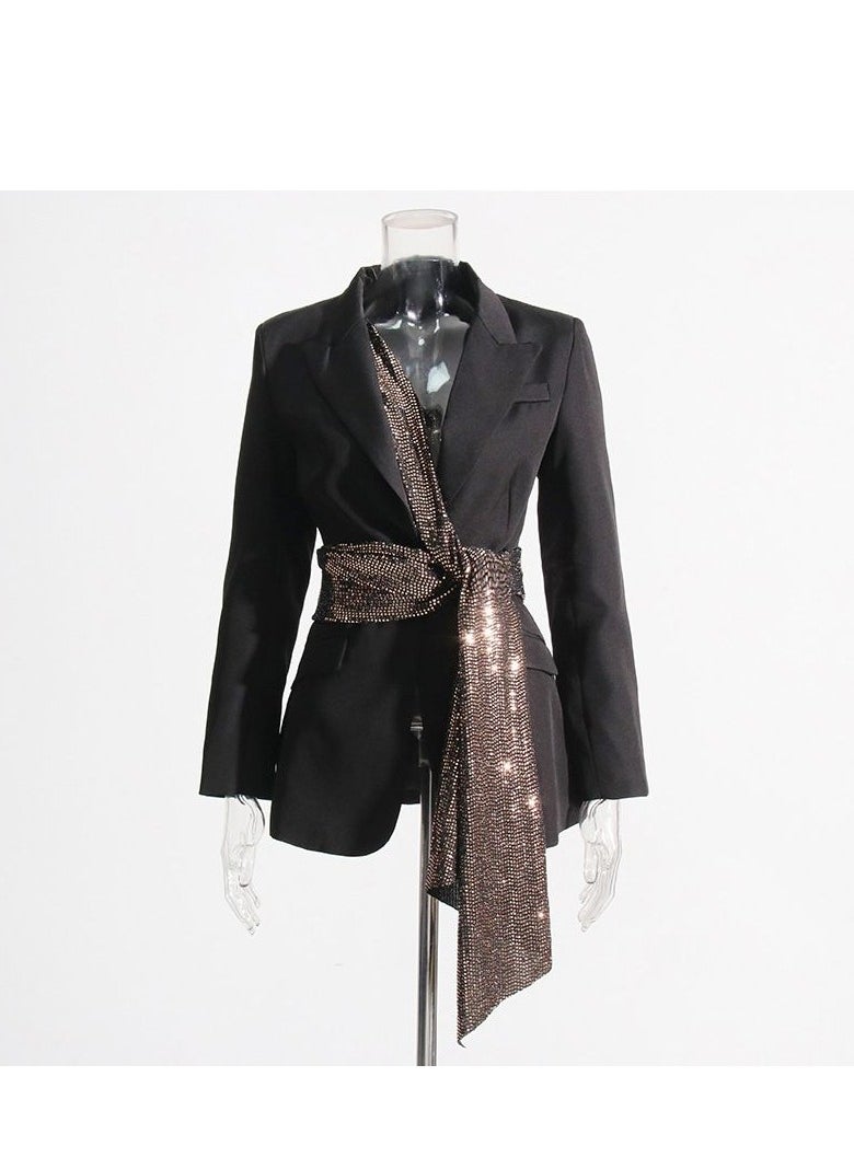 KUYING - New Design Sense Spliced Lace Long Sleeve Slim Suit Coat - Image 1