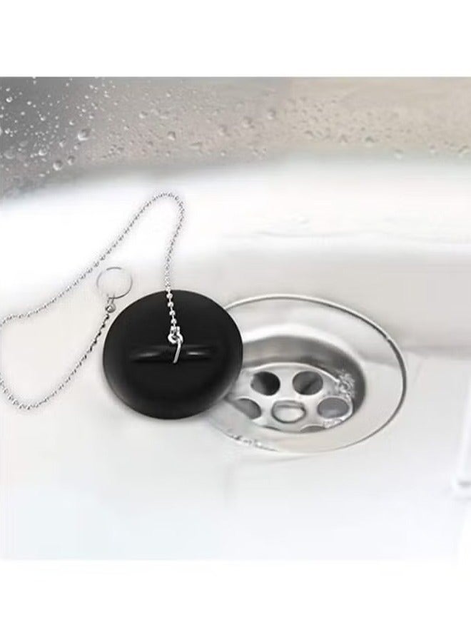2PCS Wear Resistant Silicone Tub Stopper Bathroom Sink Drain Plug With Chains Fit Kitchen Bathroom Sinks Wash Basin Bathtub Laundry And Other Drain Strainer - Image 2