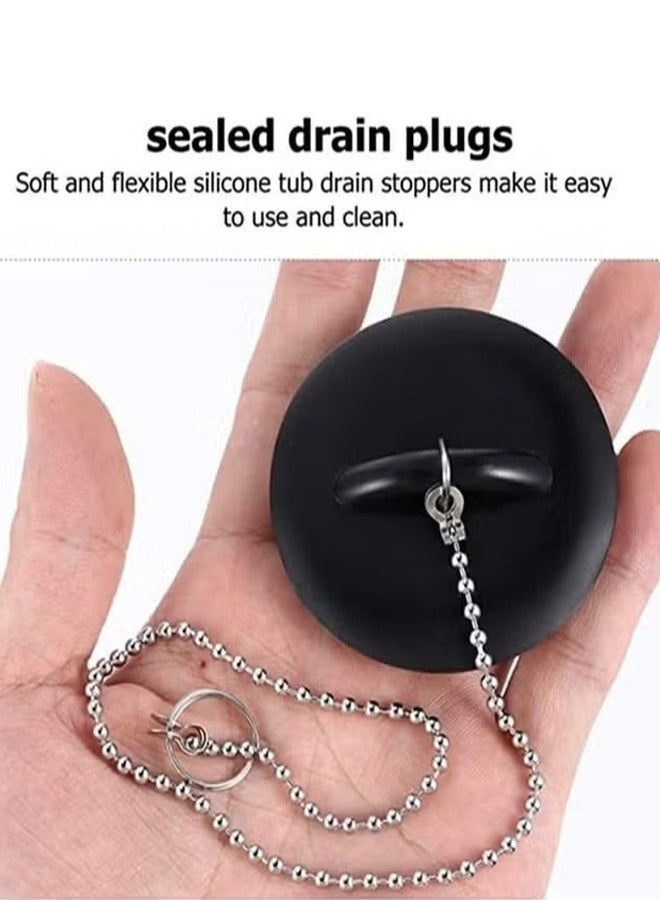 2PCS Wear Resistant Silicone Tub Stopper Bathroom Sink Drain Plug With Chains Fit Kitchen Bathroom Sinks Wash Basin Bathtub Laundry And Other Drain Strainer - Image 5