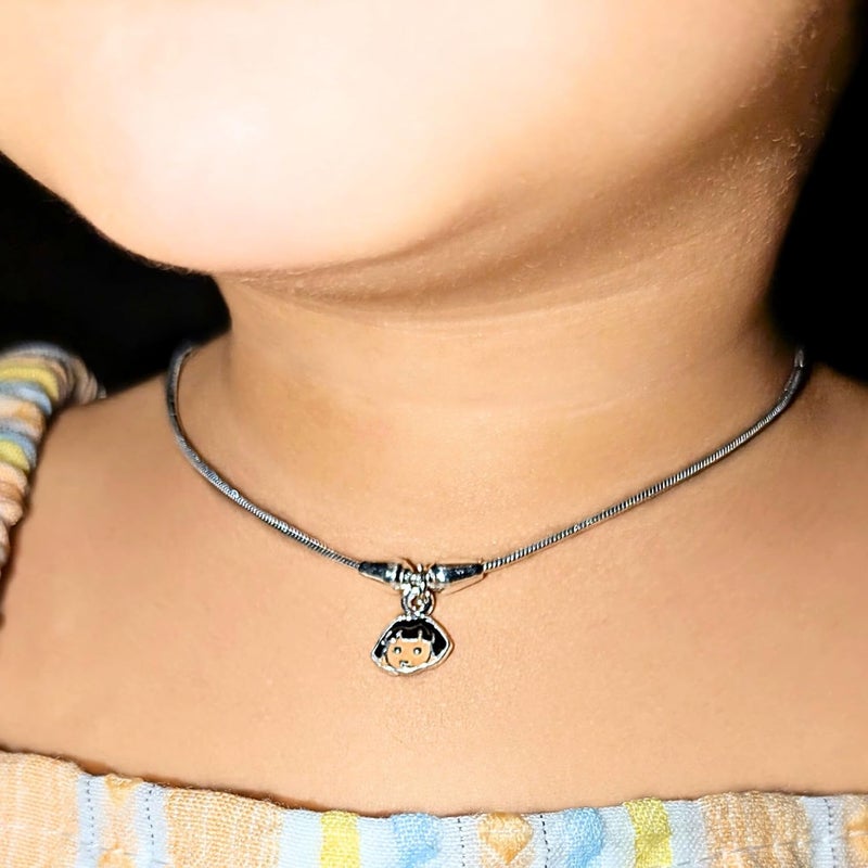 silver chest 925 Pure Silver necklace set for girls/kids| Jewellery for Kids |Neck chain with Love Design Accessories | Fancy & Stylish Accessories| Set for for Party Jewelry| Gift- Age 0 to 5 Years - Image 2