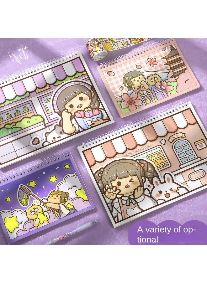 Bluejw Leaking This Double-sided Thickened Hand Account Release Paper Girl Cute Hand Account Book Suit Gift Bag Tape Sticker Full  - Image 3