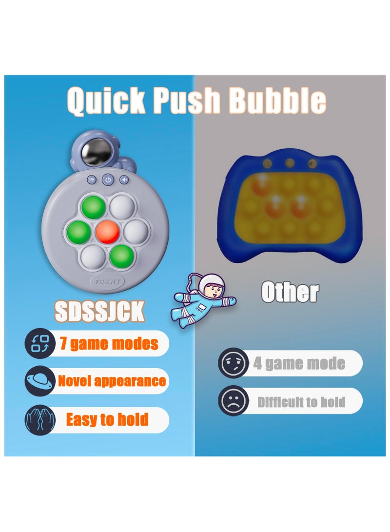 SYOSI Mini Push Pop Fidget Game Toys, 7 Modes Quick Push Handheld Games Controller with Light Up Bubble, Paty Favors Sensory Toy Gifts for 3-12 Children Kids Travel Easter Stress Relief Cute Astronaut - Image 5
