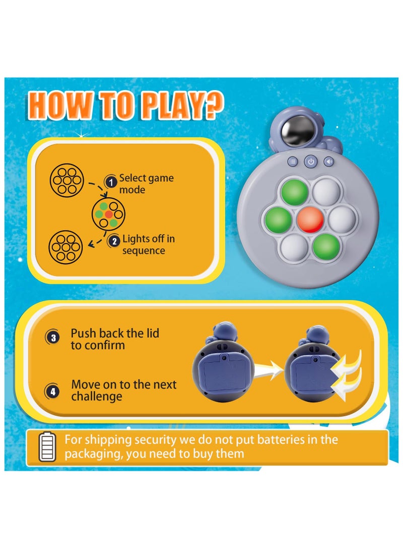 SYOSI Mini Push Pop Fidget Game Toys, 7 Modes Quick Push Handheld Games Controller with Light Up Bubble, Paty Favors Sensory Toy Gifts for 3-12 Children Kids Travel Easter Stress Relief Cute Astronaut - Image 3