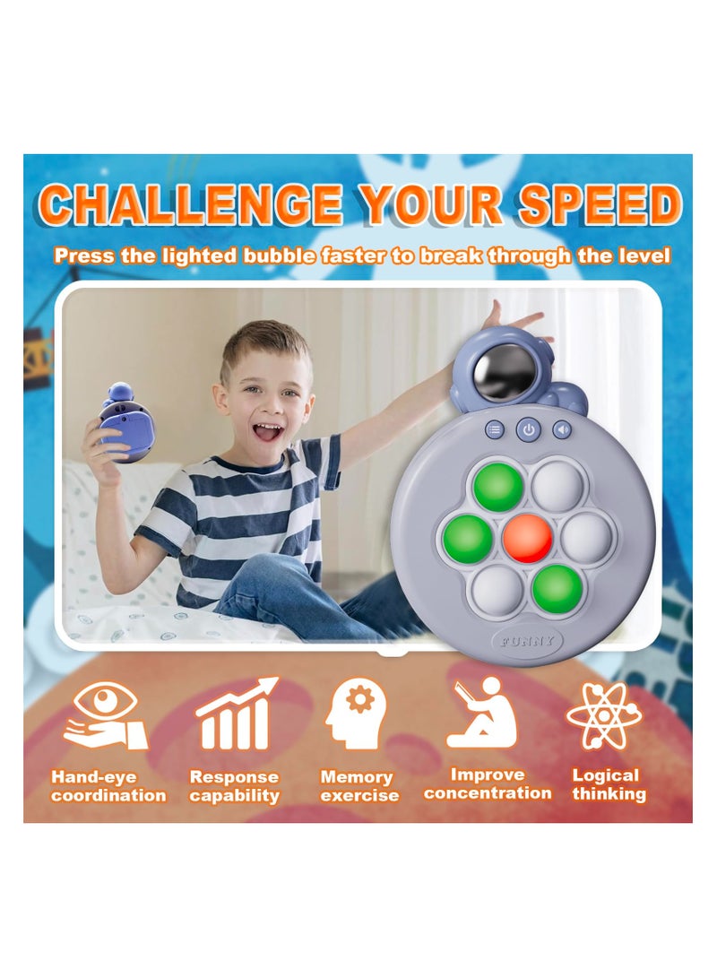 SYOSI Mini Push Pop Fidget Game Toys, 7 Modes Quick Push Handheld Games Controller with Light Up Bubble, Paty Favors Sensory Toy Gifts for 3-12 Children Kids Travel Easter Stress Relief Cute Astronaut - Image 4