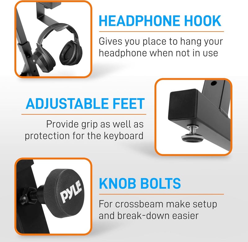 Pyle Heavy-Duty Multi-Functional Music Stand - Z Style & Portable, 2nd Tier, Height & with Adjustment, Digital Keyboard Stand, Rack Case w/Ergonomic Design, for Home Studio etc. - PKST2TZ - Image 2