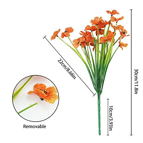 Uieke 16 Bundles Artificial Fall Flowers No Fade Faux Autumn Plants, Fake Indoor Outdoor Greenery for Thanksgiving Table Centerpiece Christmas Wedding Party Home Garden Fireplace Décor (Orange) - Image 4