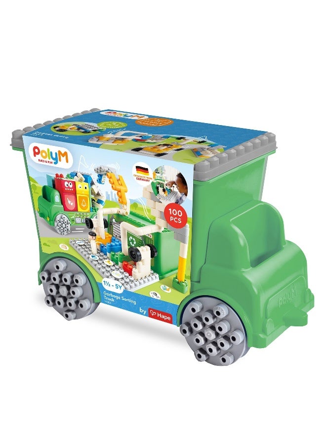 Hape مجموعة بناء شاحنة فرز القمامة هابي بولي إم (101 قطعة) - Image 5