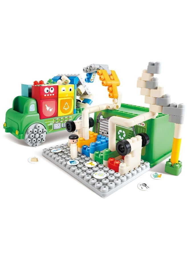 Hape مجموعة بناء شاحنة فرز القمامة هابي بولي إم (101 قطعة) - Image 2