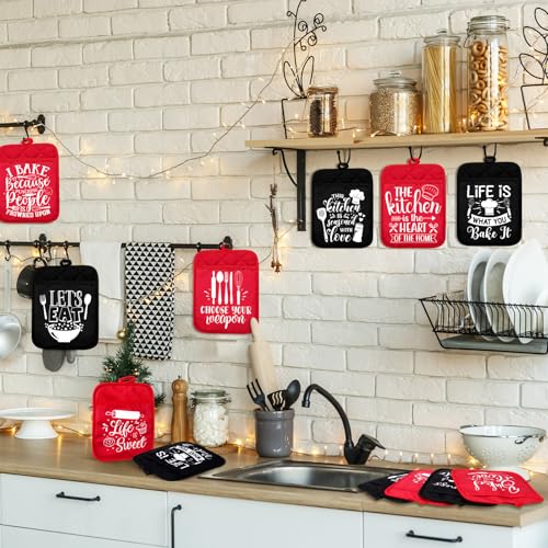 Jingmore 12 Pcs Funny Kitchen Pot Holders with Pocket Teacher Appreciation Gift Baking Potholder for Kitchen Hot Pads Oven Mitts Cookie Cute Heat Resistant Oven Gloves Bulk for Woman Cooking Baking - Image 3