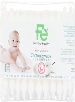 Fe أعواد قطنية ناعمة طبيعية من Fe Baby، 60 قطعة (2) 