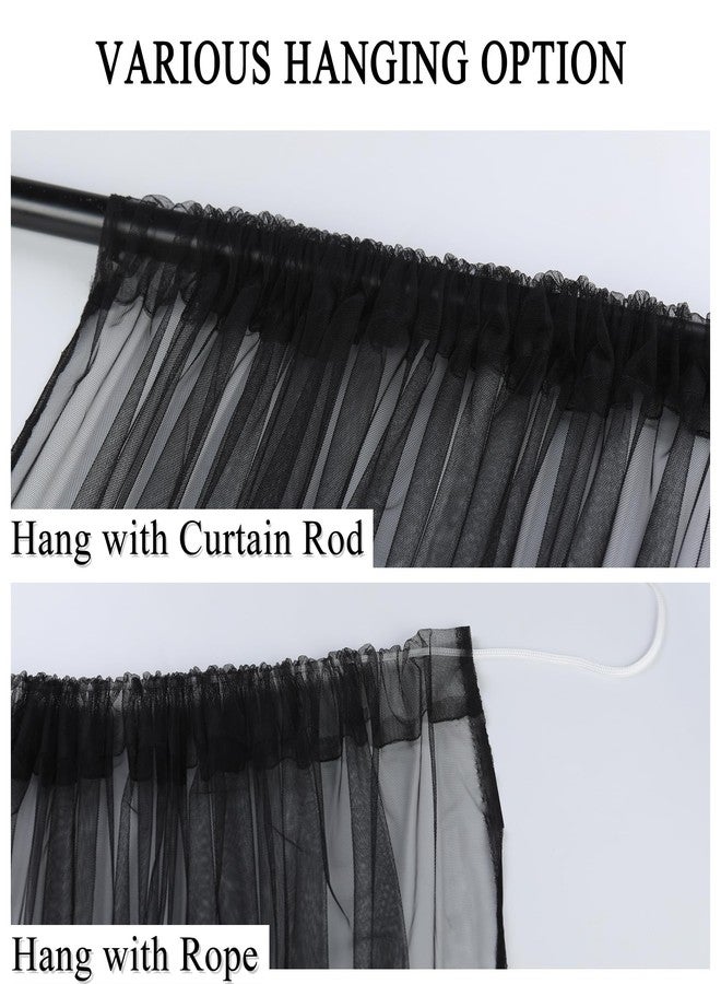 Draphelle Extra Wide Outdoor Curtains Waterproof Black Voile Mesh Screen Lightweight Privacy Bug Netting for Patio Porch Balcony Pergola Terrace, W125 x L98 inch per Panel, 2 Panels - Image 4