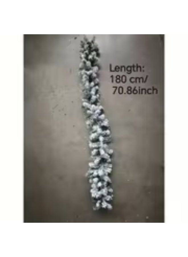 إيروريكس زينة ميري كريسماس – إكليل رتان مغبر بطول 180 سم مع رشات ندفة الثلج باللون الأبيض، قابل للثني لتزيين المواقد والسلالم وتغليف شجرة الكريسماس وديكور الحفلات - Image 1