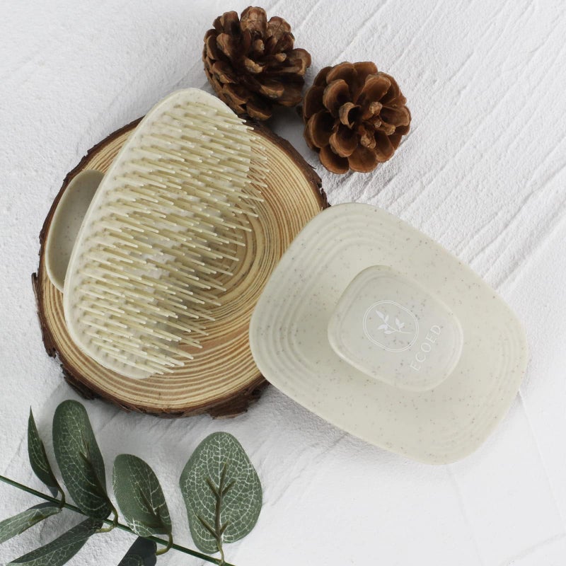 ecoed Scalp Massager Shampoo Brush,Scalp Scrubber for Dandruff Removal, Scalp Care Hair Brush Wet & Dry detangler for Men and Women. (Grey, 1pc- Soft for Short & Medium Hair) - Image 2