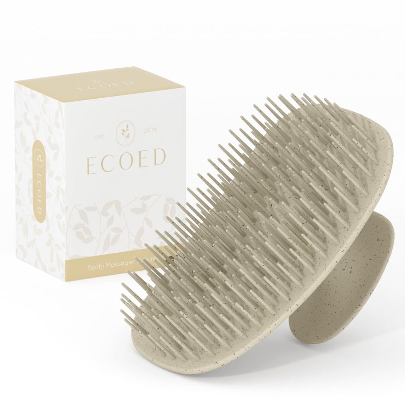 ecoed Scalp Massager Shampoo Brush,Scalp Scrubber for Dandruff Removal, Scalp Care Hair Brush Wet & Dry detangler for Men and Women. (Grey, 1pc- Soft for Short & Medium Hair) - Image 1