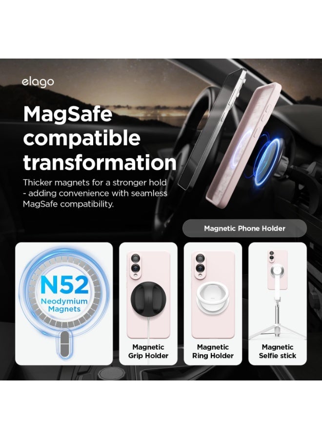 Elago Magnetic Liquid Silicone for Samsung Galaxy S25 EDGE Case Cover Compatible with MagSafe Shockproof - Lovely Pink - Image 3