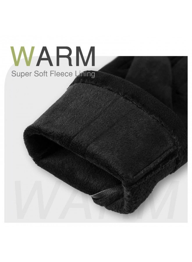Alepo Womens Winter Warm Gloves, Contrast Color Design Touchscreen Texting Fleece Lined Windproof Driving Gloves Hand Warmer (Black-M) - Image 1
