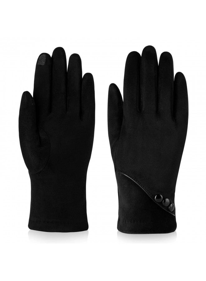 Alepo Womens Winter Warm Gloves, Contrast Color Design Touchscreen Texting Fleece Lined Windproof Driving Gloves Hand Warmer (Black-M) - Image 4