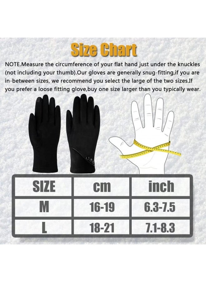 Alepo Womens Winter Warm Gloves, Contrast Color Design Touchscreen Texting Fleece Lined Windproof Driving Gloves Hand Warmer (Black-M) - Image 3