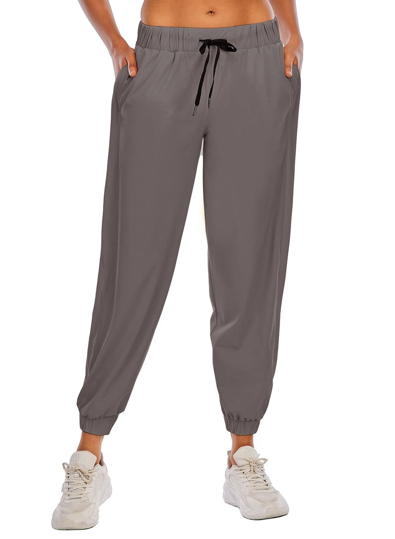 Loquat Grey yoga running pants small leg drawstring high waist stretch tight waist fitness pants lady  - Image 1