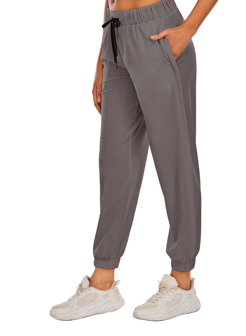 Loquat Grey yoga running pants small leg drawstring high waist stretch tight waist fitness pants lady  - Image 2