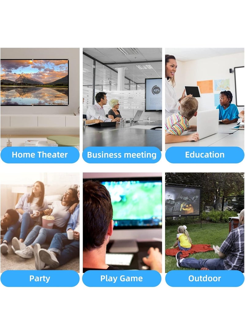 100 "شاشة بروجيكتور ، 4K 16: 9 HD جدار جبل بروجيكتور شاشة عرض قابلة للطي معلقة شاشة بروجيكتور داخلية محمولة مع حبل لليلة السينمائية المنزلية (100) - Image 5