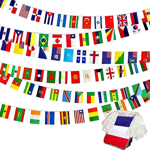 Consummate 224 Countries International World String Flags Banner Set Small Mini National Bunting Flags,All Countries Flags for Olympic,Bar,Sports Clubs,School Festivals Decorations,235 Feet - Image 1