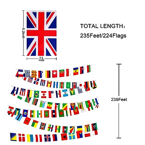 Consummate 224 Countries International World String Flags Banner Set Small Mini National Bunting Flags,All Countries Flags for Olympic,Bar,Sports Clubs,School Festivals Decorations,235 Feet - Image 2
