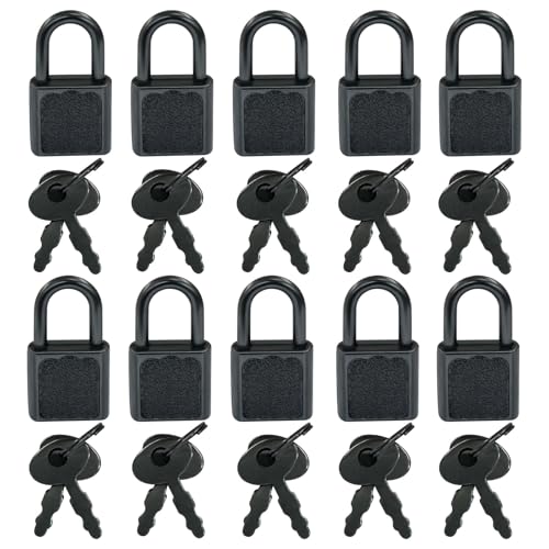 Litoexpe 10 Pcs Mini Cute Diary Padlock Tiny Small Luggage Locks with Keys, Small Metal Padlock Solid Luggage for Jewelry Boxes Decor (Black) - Image 1