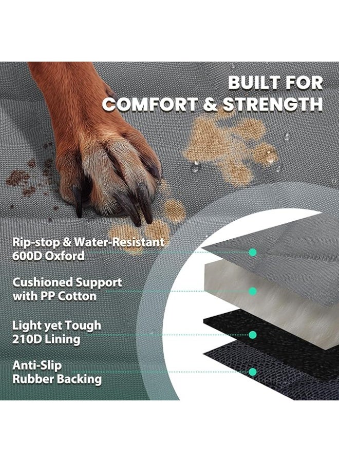 اغطية مقاعد الكلب الامامية، قطعتين من واقيات بتصميم بدون تنورة لمقاعد الدلو، قماش اوكسفورد مبطن 600D مع ظهر مضاد للانزلاق لمعظم السيارات وسيارات الدفع الرباعي وسيارات الدفع الرباعي، رمادي - Image 5