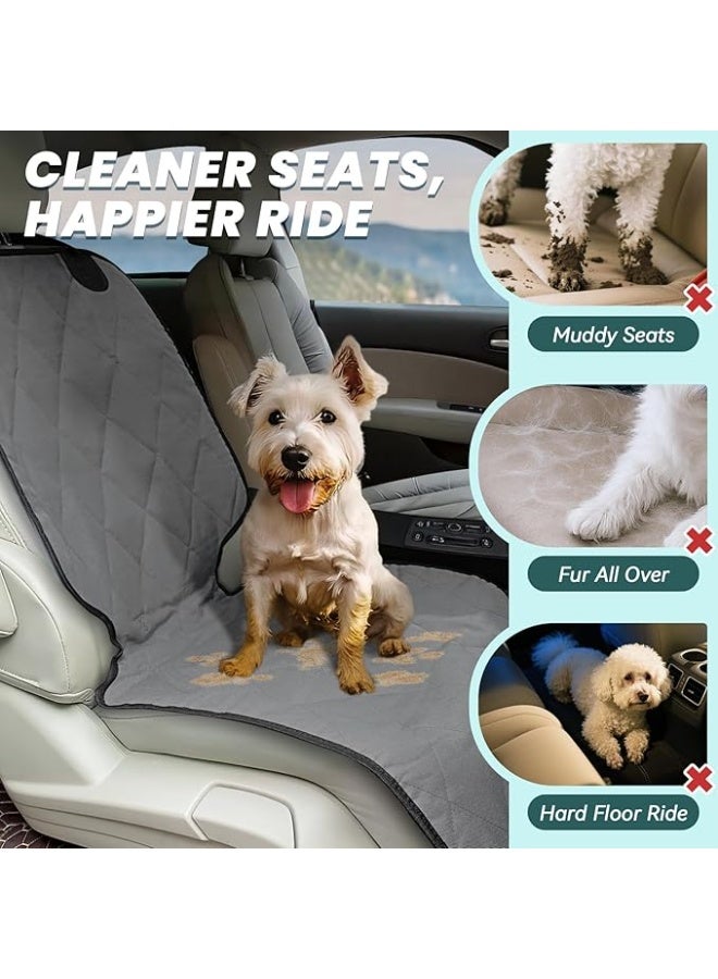 اغطية مقاعد الكلب الامامية، قطعتين من واقيات بتصميم بدون تنورة لمقاعد الدلو، قماش اوكسفورد مبطن 600D مع ظهر مضاد للانزلاق لمعظم السيارات وسيارات الدفع الرباعي وسيارات الدفع الرباعي، رمادي - Image 2