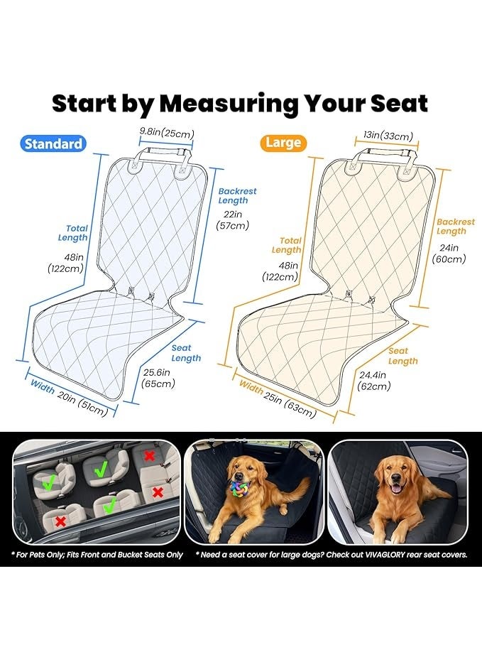 اغطية مقاعد الكلب الامامية، قطعتين من واقيات بتصميم بدون تنورة لمقاعد الدلو، قماش اوكسفورد مبطن 600D مع ظهر مضاد للانزلاق لمعظم السيارات وسيارات الدفع الرباعي وسيارات الدفع الرباعي، رمادي - Image 3