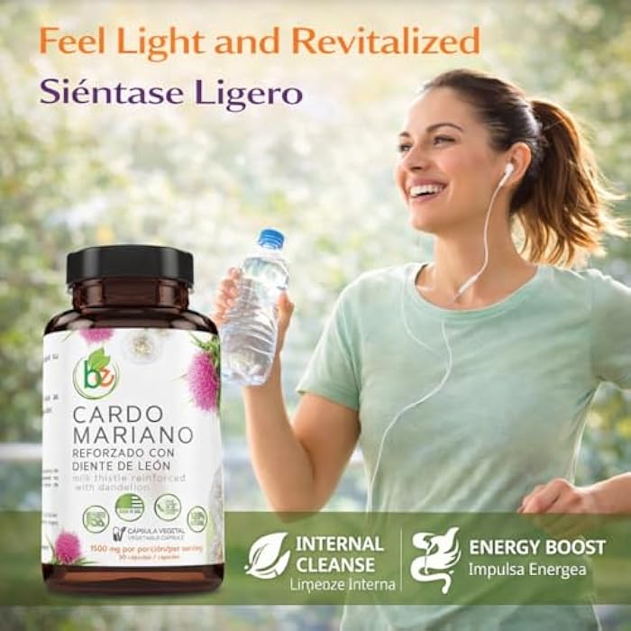 B-Experts Cardo Mariano reforzado con diente Leon (Milk Thistle Reinforced w/Dandelion) 90 Vegetable Capsule 1500 mg per Serving, Root Liver Health Support, Antioxidant Support,100% Natural, Made by BexpertsUSA - Image 3