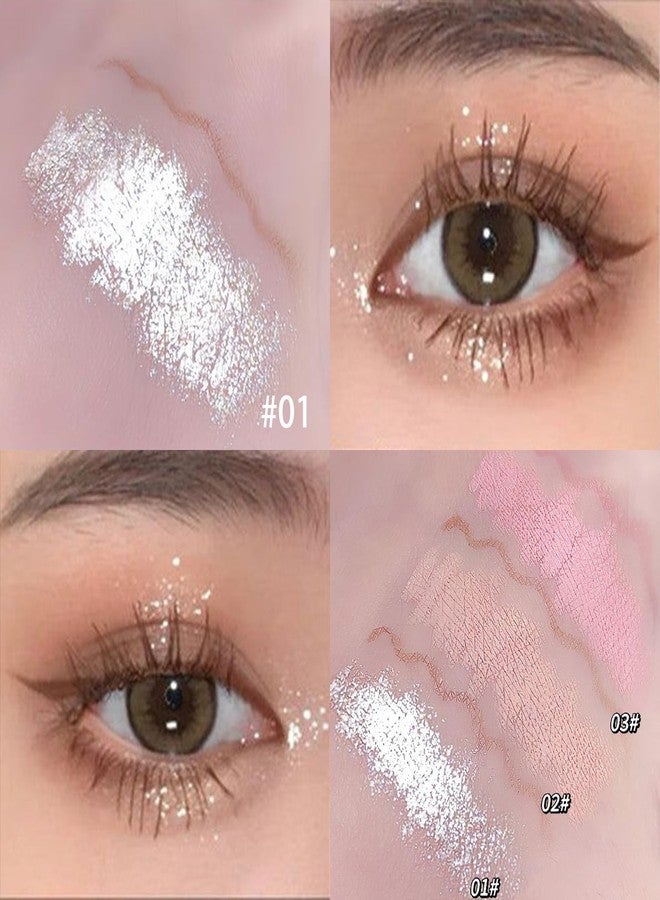 Nobeka 3PC Dual Ended Makeup Highlighter Pen, Glitter & Matte Nude Pink EyeLiner & Eyeshadow, Liquid Contour Liner 2 in 1 Eye Make Up Stick, Mulit-Funtional Long Lasting Lying Silkworm Pencil Set - Image 2