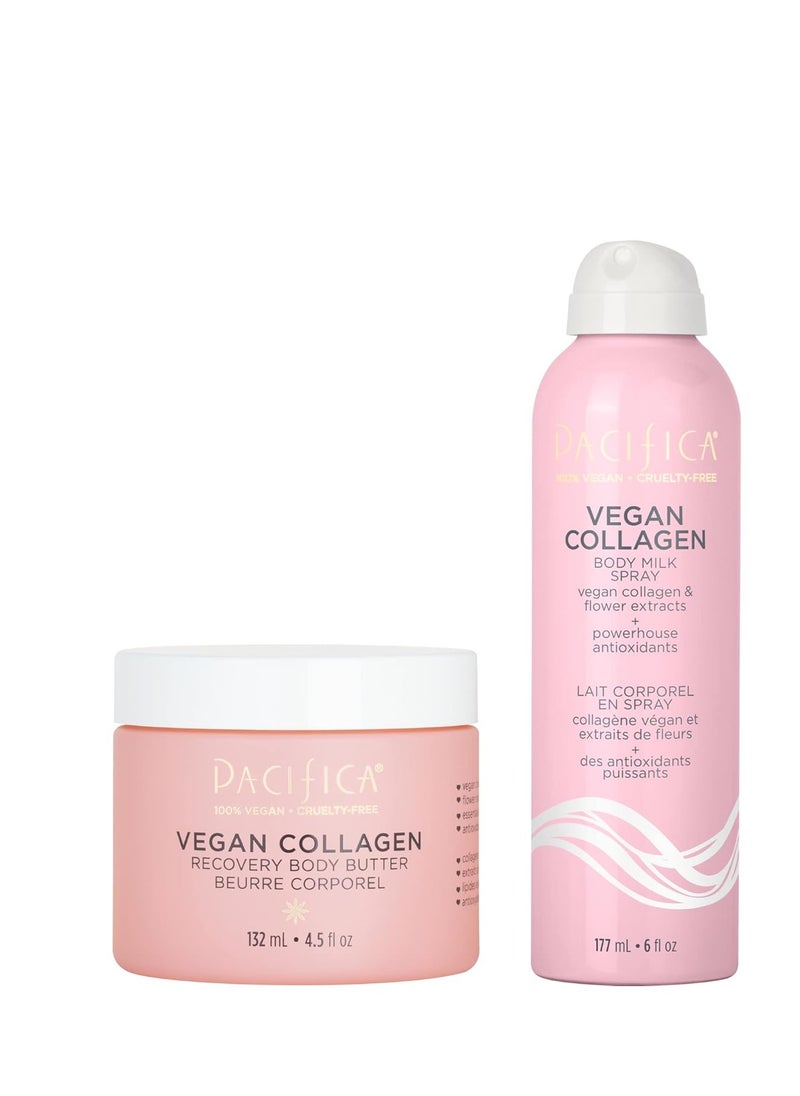 Pacifica Pacifica Beauty Vegan Collagen Recovery Body Butter and Body Milk Spray Set, Bath and Body, Shea, Vitamin E, Hyaluronic Acid, Body Lotion, Non Aerosol, Body Care, 4.5 fl oz and 6 fl oz (Set of 2)  - Image 1