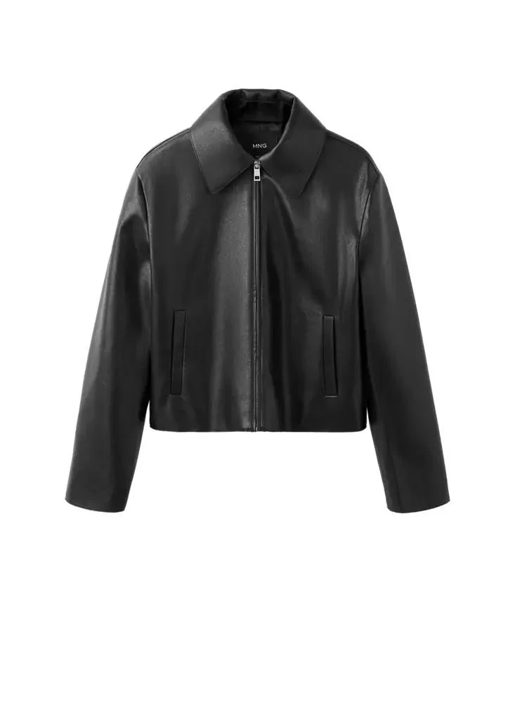 Mango  Faux Leather Zip-Up Jacket for Women | Best Price UAE