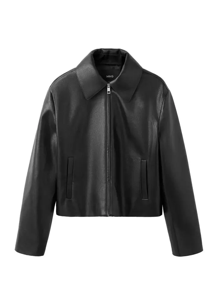 Mango  Faux Leather Zip-Up Jacket for Women | Best Price UAE