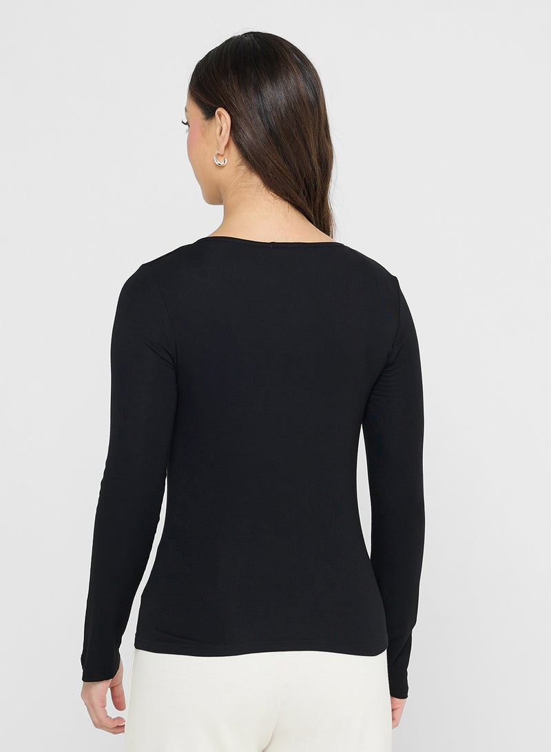 جينجر بيسيكس بلوزة بأكمام طويلة وياقة دائرية - Image 2