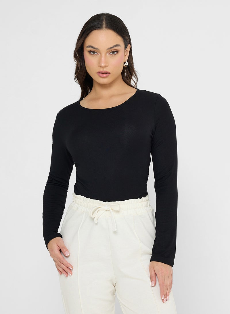 جينجر بيسيكس بلوزة بأكمام طويلة وياقة دائرية - Image 1