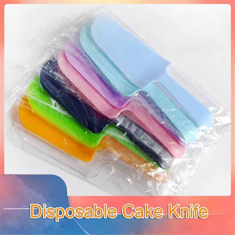 TorSor 20 Pack Disposable Cake Cutter Slicer Plastic Serrated Cutting Knife Server Spatula Knives Serving Utensils for Pie Pizza Pastry Dessert Bakery Bread Kitchen Wedding Birthday Party - Image 5